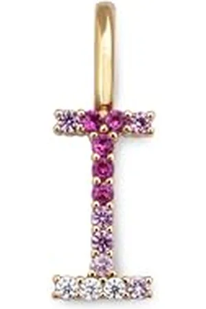 SINGULARU Charm Letter Spark Sakura. Iniziale in Argento Sterling con Finitura Placcata 18Kt e Zirconi. Gioielli da Donna. Lettera I