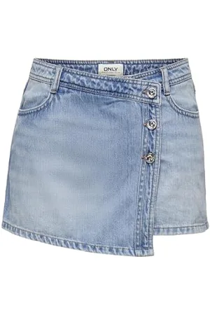 ONLY Donna Shorts Moda Minigonna-Style Chiusura a Bottone Denim Skort Tasche, Colore: , Taglia:S