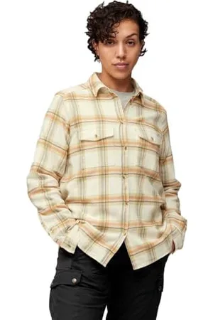 Fjällräven FJALLRAVEN Övik Heavy Flannel Shirt W T, Dune Beige-Grano saraceno Marrone, S Donna