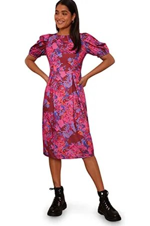 Chi Chi London Abito Midi Manica Corta Floreale in Vestito da Cocktail, 42 Donna
