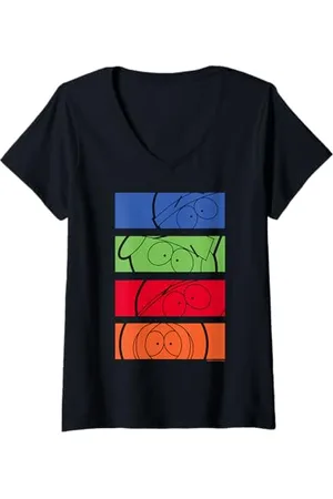 South Park Donna Stan Kyle Cartman e Kenny Pop Art a colori Maglietta con Collo a V
