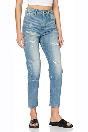 G-Star Donna Janeh Ultra High Mom Ankle Jeans, (sun faded prussian blue restored D16083-B767-B478), 23W / 30L