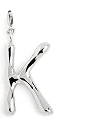 SINGULARU Charm Letter XL. Ciondolo con Iniziale in Ottone con Finitura Placcata Rodio. Abbinabile con Collana. Gioielli da Donna. Lettera K