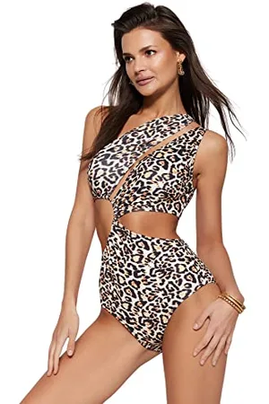 Trendyol Costume da Bagno in Maglia con Stampa Animale, , 0 Donna