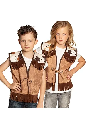 Boland Gilet unisex Wild West, in pelle con frange e cowlins, per cowboy o cavaliere da rodeo, costume, festa in maschera, carnevale