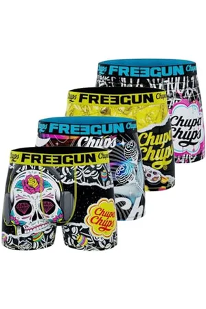 Freegun Boxer Uomo Chupa Chups, Slip Uomo, Ultra-Morbido ed Elastico (Set di 4), Taglia S