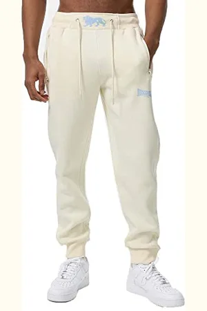 Lonsdale London Kilmorack Pantaloni da Jogging, Beige/Blu, M Uomo