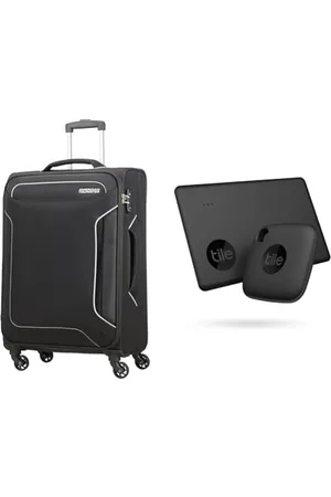 American Tourister Holiday Heat - Spinner Suitcase, 67 cm, 66 L, Black (Black) & Tile Bluetooth Item Finder Set