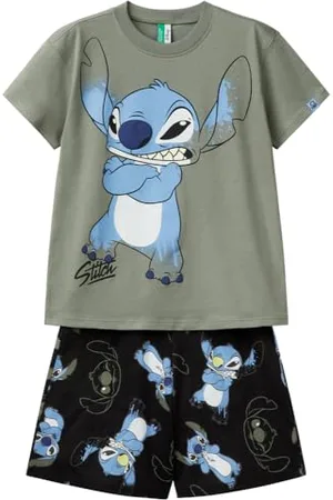 Benetton Pig(T-Shirt+Short) 30960P08H Set di Pigiama, , XS Bambino