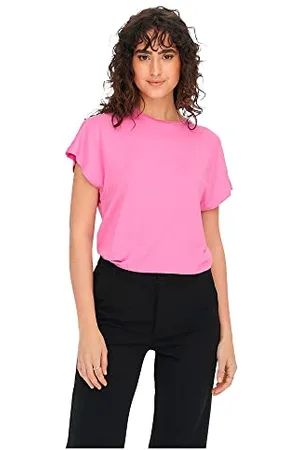 JDY Nelly S/S O-neck Top Jrs Noos, T-shirt Donna, (Fuchsia Pink), L