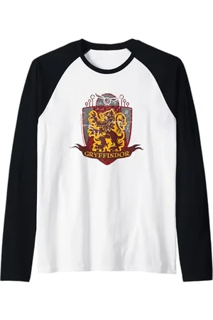 Harry Potter Grifondoro Quidditch Distressed Shield Maglia con Maniche Raglan