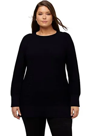 Ulla Popken Struttura Maglione con hotfix, Schwarz, 52-54 Donna