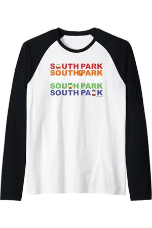 South Park Cartman Kenny Kyle & Stan Testo a colori Maglia con Maniche Raglan