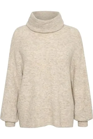Cream Donna Rollneck Turtleneck Long Balloon Sleeves Pullover Felpa, , S