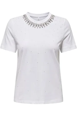 ONLY Onljulia S/S Embellisment Top Box Jrs T-Shirt, , S Donna
