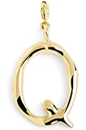 SINGULARU Charm Letter XL. Ciondolo con Iniziale in Ottone con Finitura Placcata 18 Kt. Abbinabile con Collana. Gioielli da Donna. Lettera Q