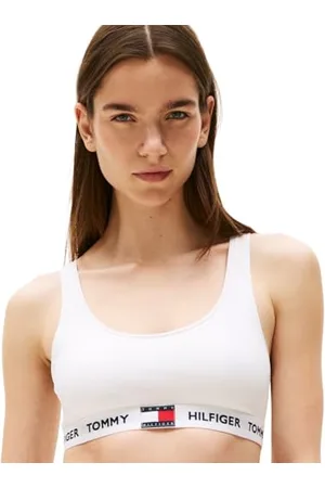 Tommy Hilfiger Donna Bralette Unlined con Fascia con Logo, Bianco , L