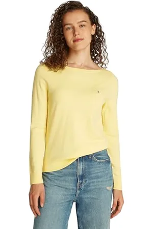 Tommy Hilfiger Pullover Donna Pullover in Maglia, Giallo (Citronella), M