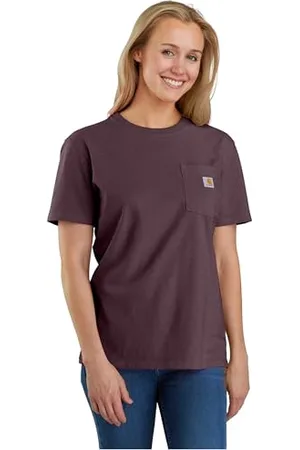 Carhartt T-Shirt Leggera Tasca K87 a Maniche Corte, vestibilità Comoda WK87-Maglietta Lavoro (Taglie Regolari), , XS Donna