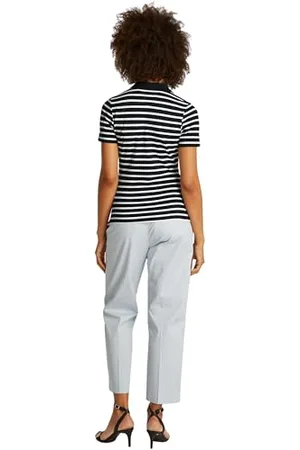 Tommy Hilfiger Maglietta Polo Maniche Corte Donna Slim Fit, Multicolore (Dark Night Navy/Ecru STP), S
