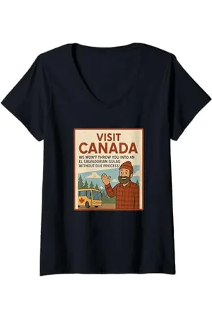 CANADIAN Donna Visita il Canada Non ti getteremo in un Gulag Maglietta con Collo a V