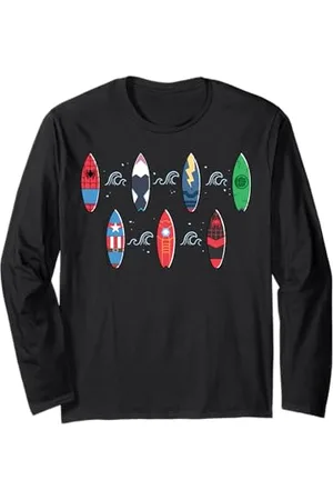 Marvel Super Heroes Summer Beach Vacation Surfboards Maglia a Manica