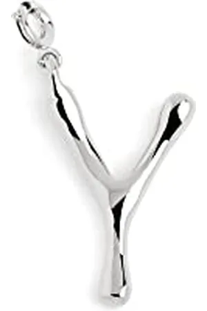 SINGULARU Charm Letter XL. Ciondolo con Iniziale in Ottone con Finitura Placcata Rodio. Abbinabile con Collana. Gioielli da Donna. Lettera Y