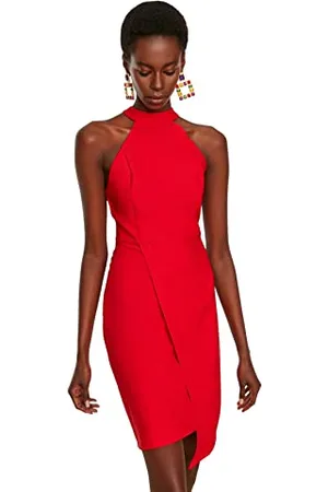Trendyol Mini Wrapover Regular Fit Woven Dress Vestito, , 70 Donna