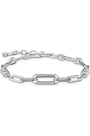 Thomas Sabo Bracciale da donna in sterling 925, con zirconi bianchi, lunghezza: 16-19 cm, A2032-643-14-L19V, 16-19 cm, sterling, Zirconia cubica