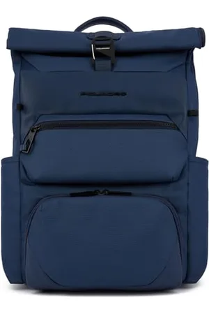 Piquadro Roll-top backpack for computer and iPad® with bike helmet strap, sternum strap, anti-theft cable and RFID anti-fraud protection