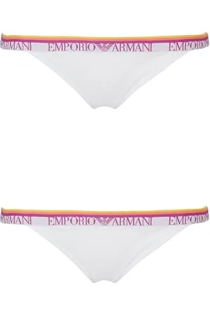 Emporio Armani 2-Pack T-Thong Slip a Tanga, White/White, M Donna