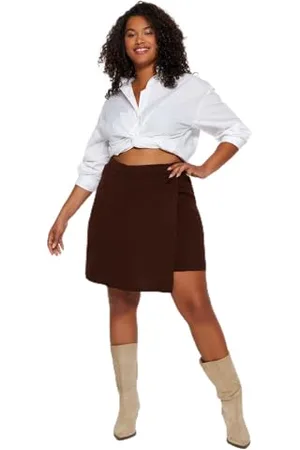 Trendyol Gonna Corta da Donna, Dritta, Taglie Forti, , 4XL Plus