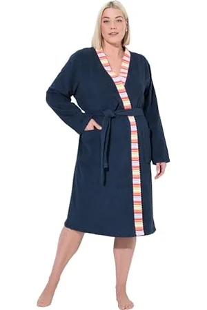 Ulla Popken Bathrobe, Edge Accappatoio con Bordo Decorativo, , 62-64 Große Größen Donna
