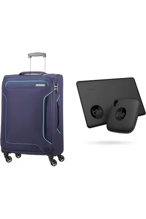 American Tourister Holiday Heat - Spinner Suitcase, 67 cm, 66 L, Blue (Navy) & Tile Bluetooth Item Finder Set