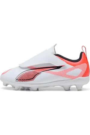 PUMA Ultra 5 Play V FG/AG RB JR, Scarpe da Calcio, White Black-Glowing Red, 27 EU