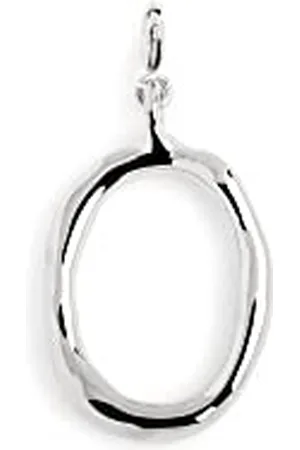 SINGULARU Charm Letter XL. Ciondolo con Iniziale in Ottone con Finitura Placcata Rodio. Abbinabile con Collana. Gioielli da Donna. Lettera O