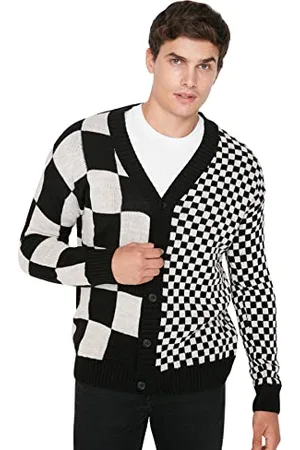 Trendyol Cardigan Uomo Regolare Standard Risvolto Maglieria Maglione
