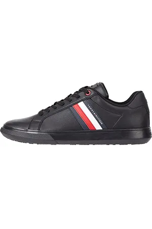 Tommy Hilfiger Uomo Sneakers con Suola Preformata Essential Leather Cupsole in Pelle, Nero , 43