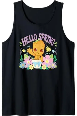 Marvel Spring Baby Groot Waving Surrounded By Flowers Canotta