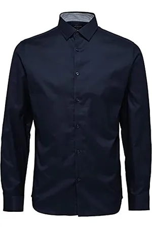 SELECTED Shdonenew-Mark Shirt LS Noos Camicia Formale, (Navy Blazer), Small Uomo