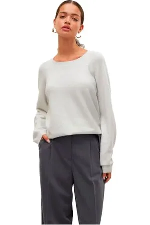 VERO MODA Vmdoffyshine LS O-Neck Blouse Rep Noos Maglione Lavorato a Maglia, Bianco Neve/Dettaglio: Lurex Argento, M Donna