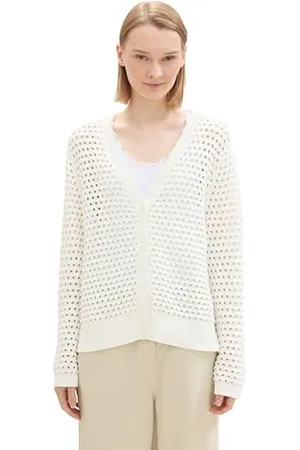 TOM TAILOR 1043713 Cardigan, 10332-Bianco, L Donna