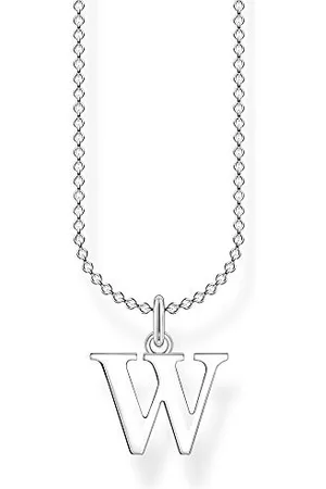 Thomas Sabo Collana da Donna con Lettera W in Sterling 925, Lunghezza 38-45 cm