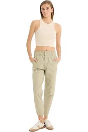 DeFacto S2790AZ, Pantaloni Casual, Donna, Lt. Kaki, 32