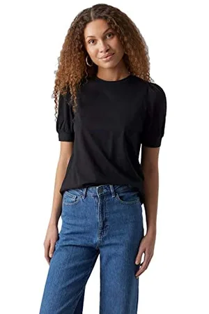 VERO MODA Vmkerry 2/4 O-neck Top Vma Jrs Noos, T-shirt Donna, Black, XL