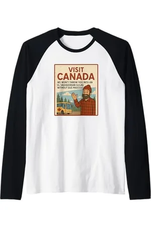 CANADIAN Visita il Canada Non ti getteremo in un Gulag Maglia con Maniche Raglan
