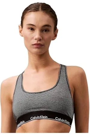 Calvin Klein Donna Reggiseno a Bralette Unlined Sportivo, Multicolore (Hairline Stripe/Black), L