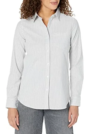 Amazon Camicia Oxford Elasticizzata a Maniche Lunghe Button-Down (Disponibili in Taglie Forti) Donna, , XXL Plus