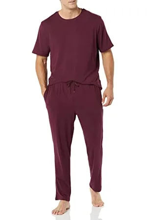 Amazon Pigiama con T-Shirt in Cotone Modal e Pantaloni a Tutta Lunghezza Uomo, , L