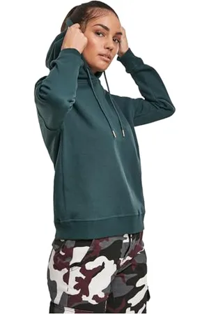 Urban classics Felpa con Cappuccio Donna Invernale, Pullover Caldo Manica Lunga, Maglione Pesante per Ragazza, Colore bottlegreen, Taglia 3XL